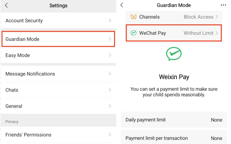 Limitar el Uso de WeChat Pay